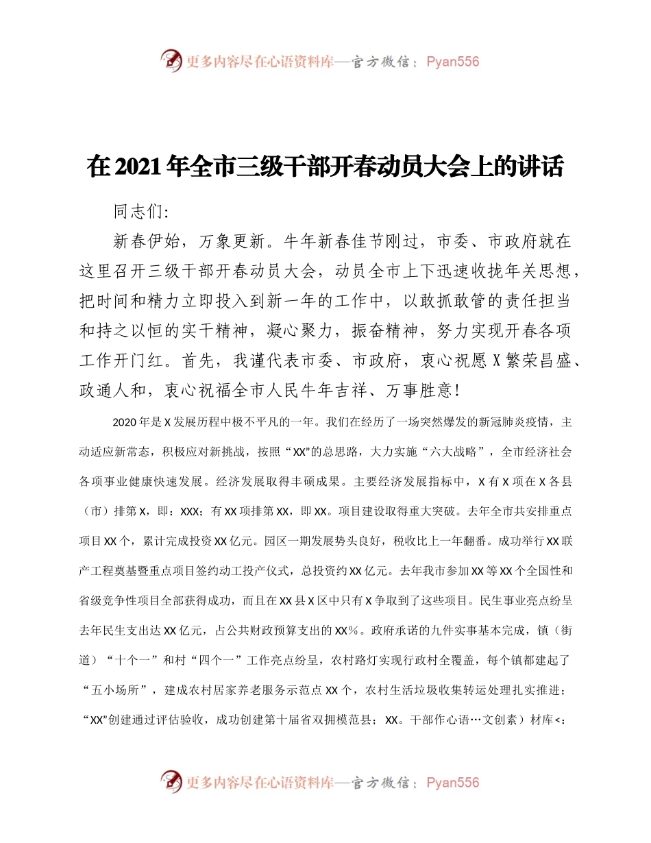 三级干部开春动员大会上的讲话.docx_第1页