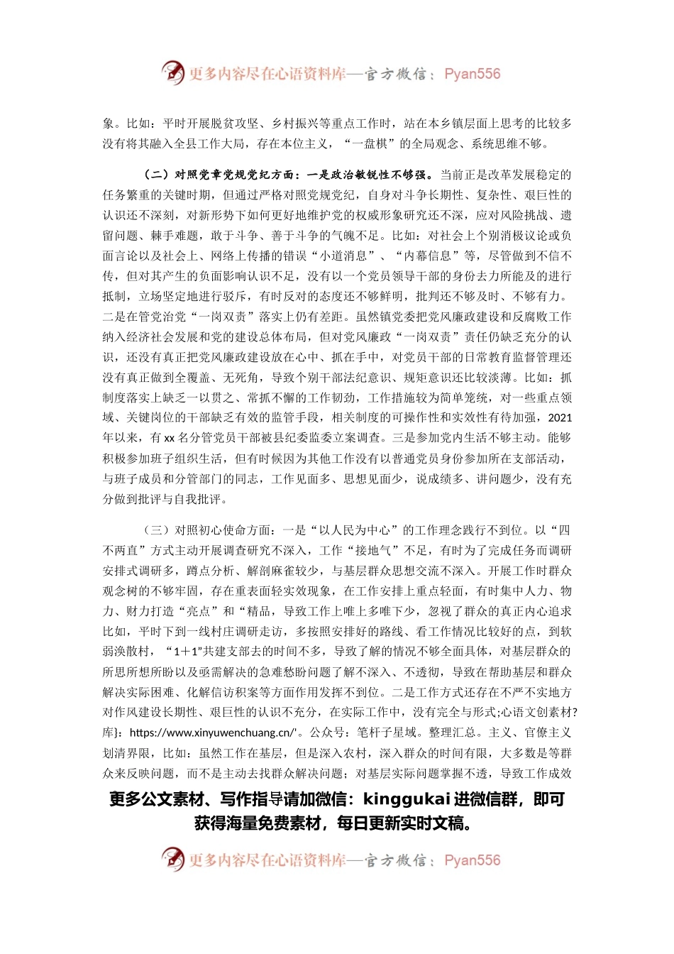乡镇党委书记、镇长党史学习教育专题民主生活会对照检查的材料.docx_第2页