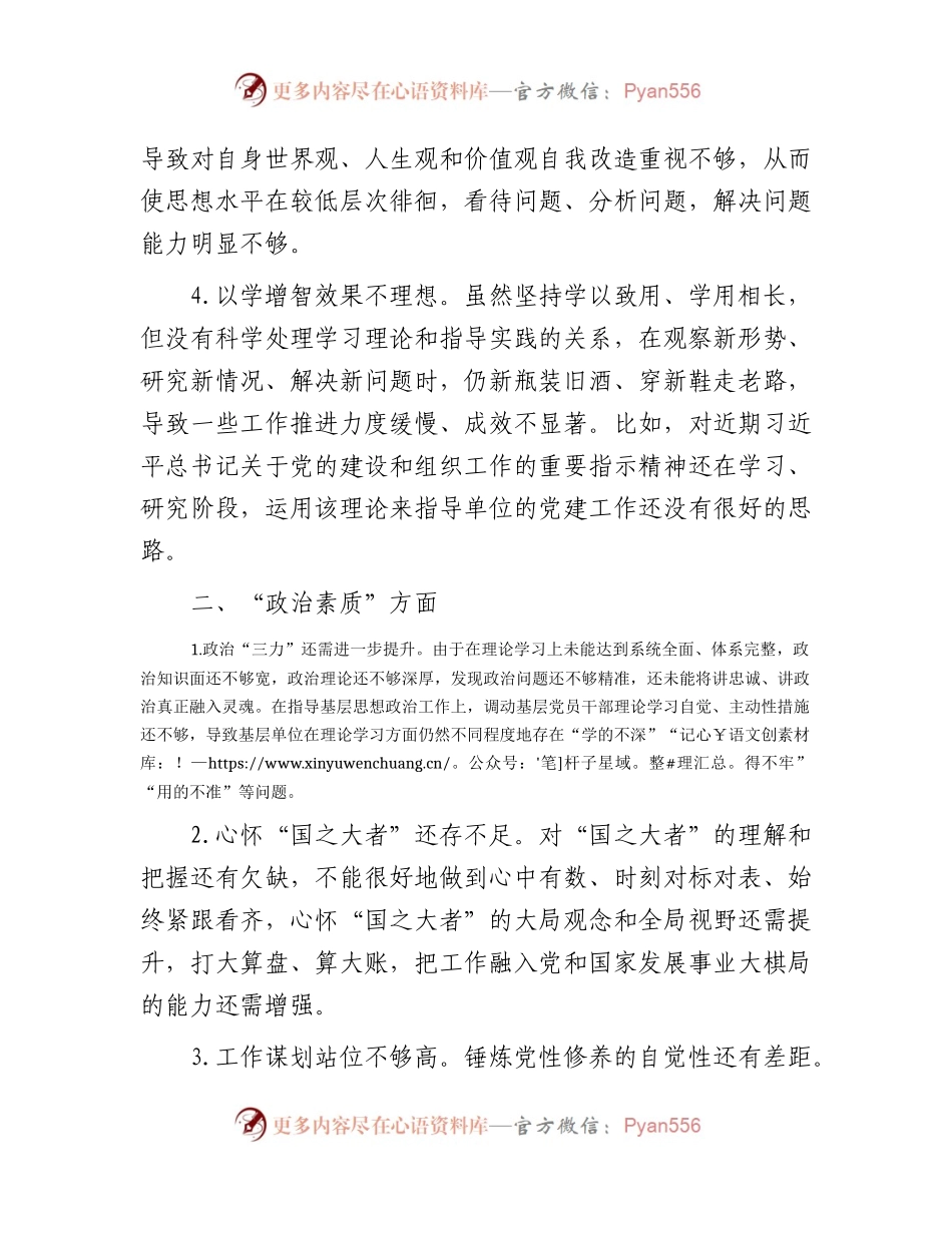 主题教育民主生活会剖析问题意见参考（6方面24条4000字）.docx_第2页