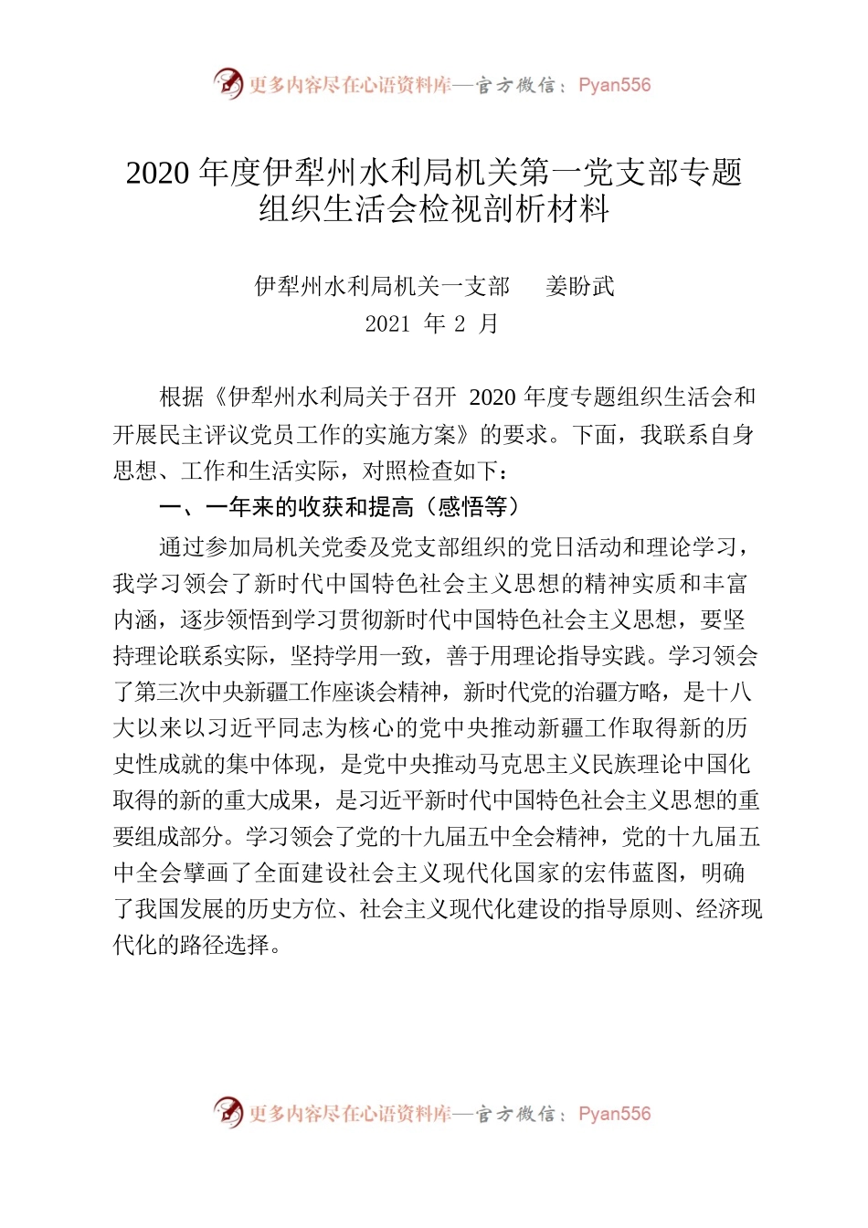 专题组织生活会党员个人检视剖析材料.docx_第1页