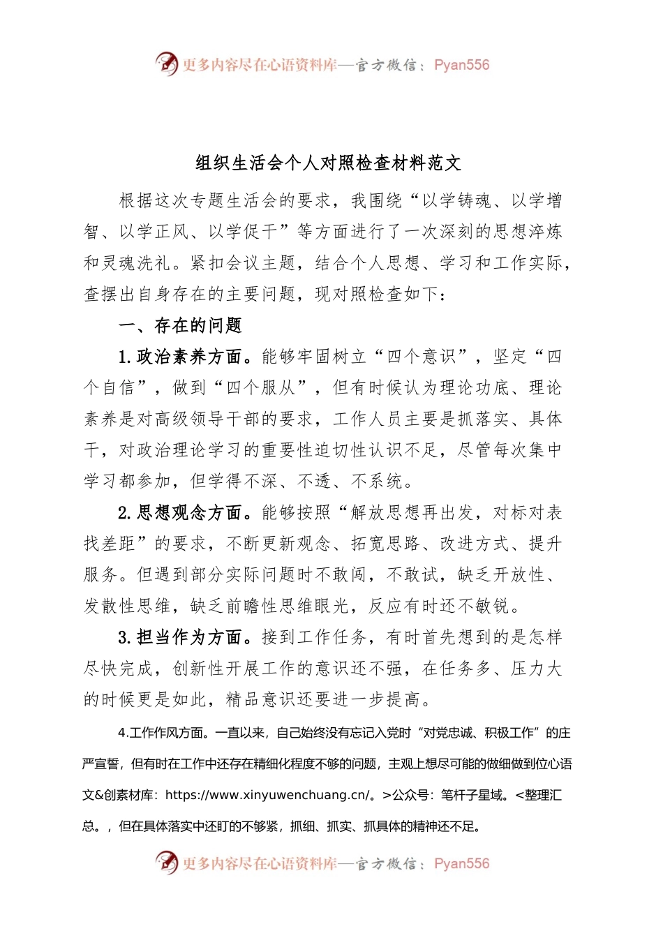 主题教育组织生活会个人对照检查材料（政治素养、思想观念、担当作为、作风、纪律规矩，检视剖析材料，发言提纲）.docx_第1页