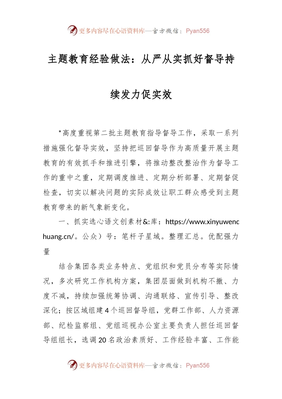 主题教育经验做法：从严从实抓好督导 持续发力促实效.docx_第1页
