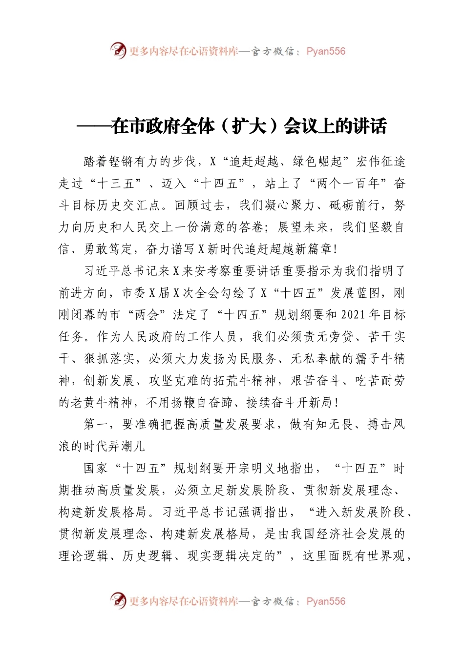 不用扬鞭自奋蹄 接续奋斗开新局在市政府全体扩大会议上的讲话.docx_第1页