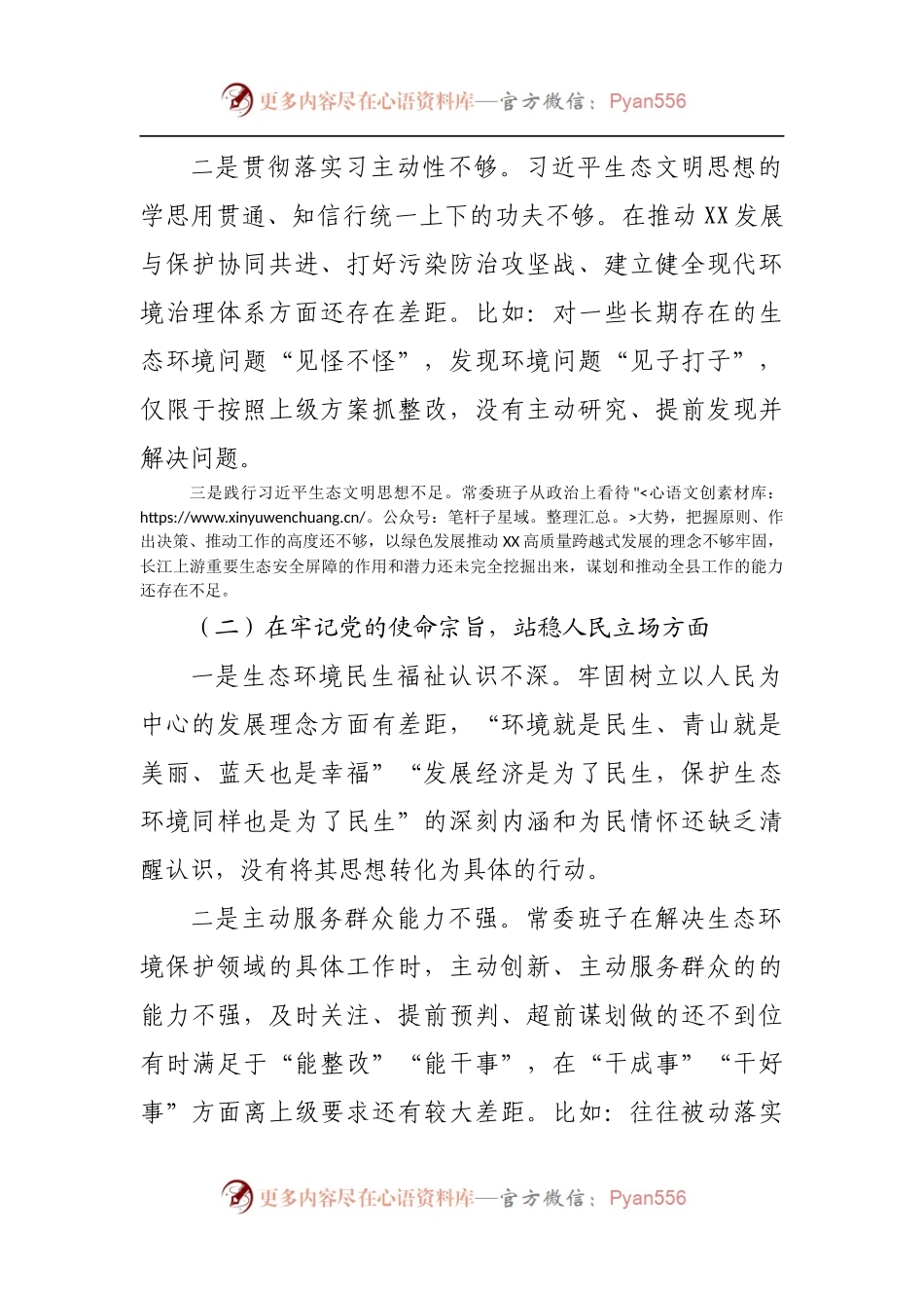 中央生态环境保护督察整改专题民主生活会领导班子对照检查材料.docx_第2页