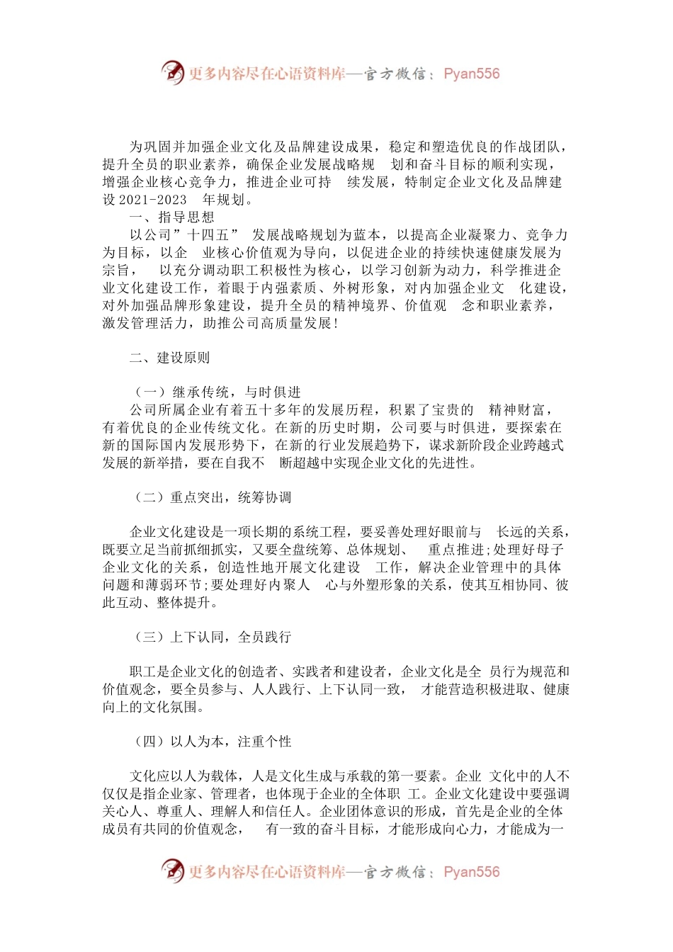 企业文化及品牌建设2021-2023 年规划.docx_第1页