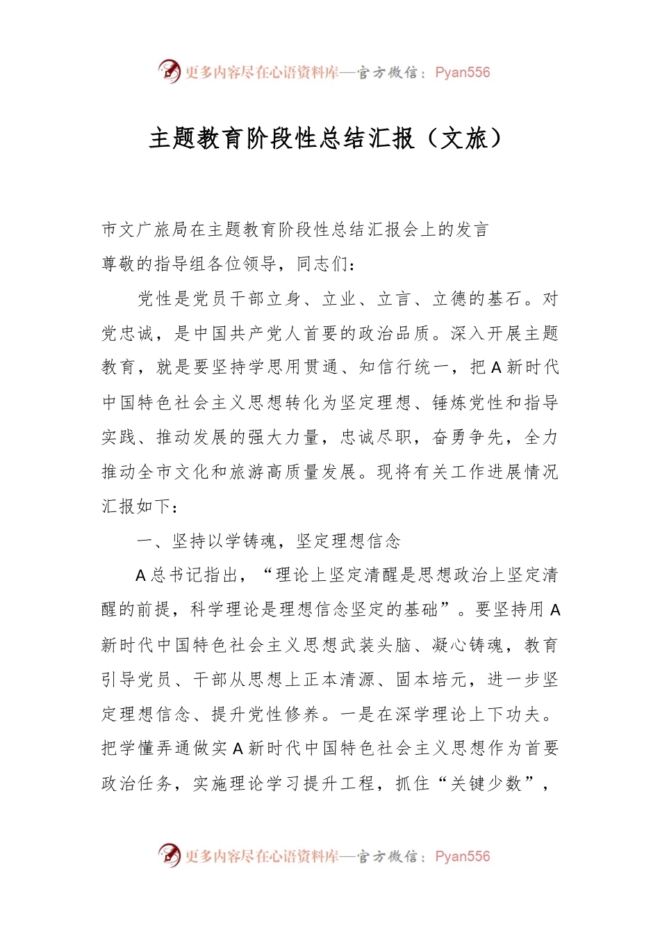 主题教育阶段性总结汇报（文旅）.docx_第1页