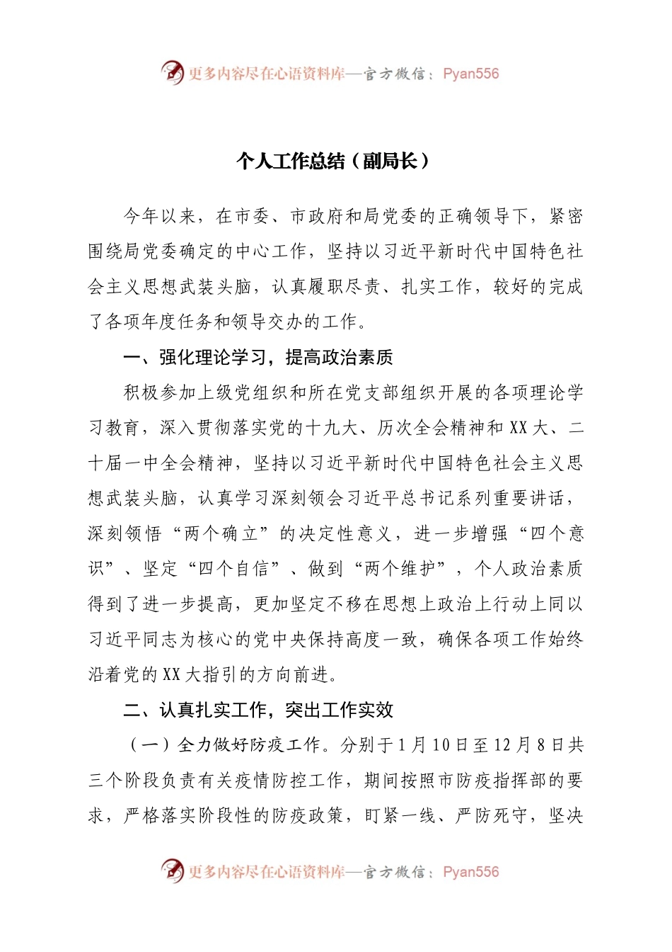 个人工作总结（副局长）.docx_第1页