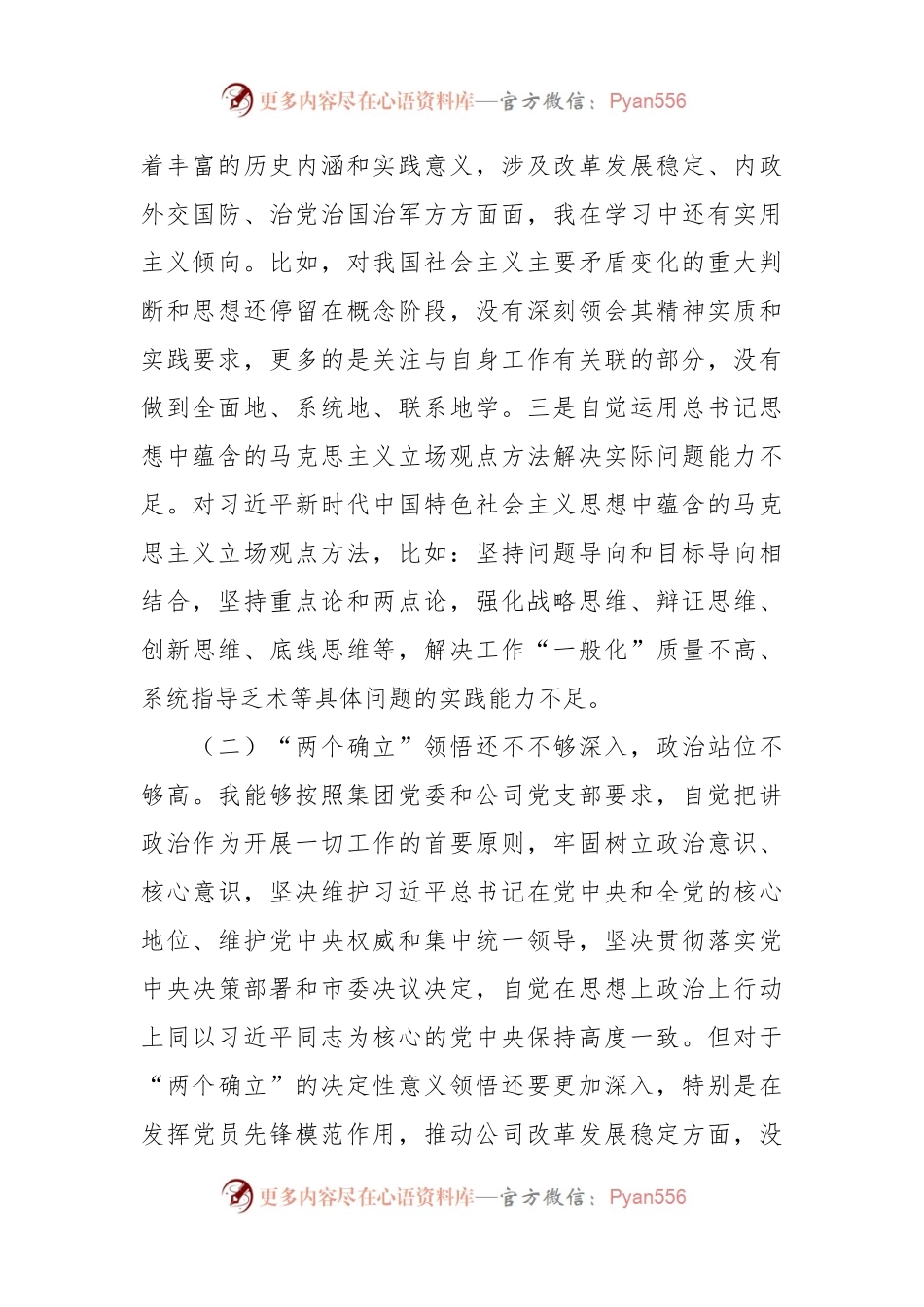 专题组织生活会个人发言稿提纲（党员个人查摆问题）.docx_第2页