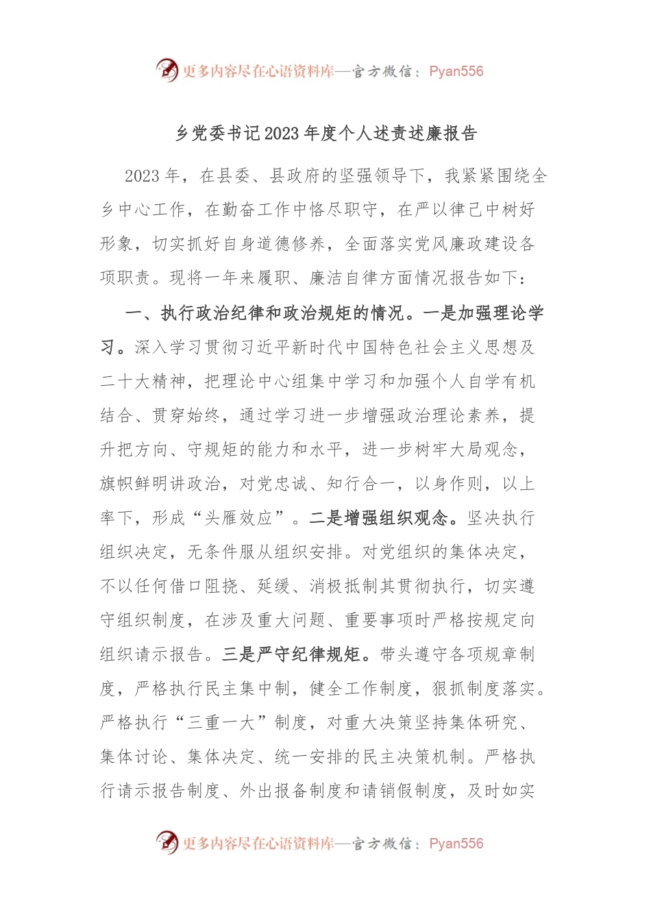 乡党委书记2023年度个人述责述廉报告.docx_第1页