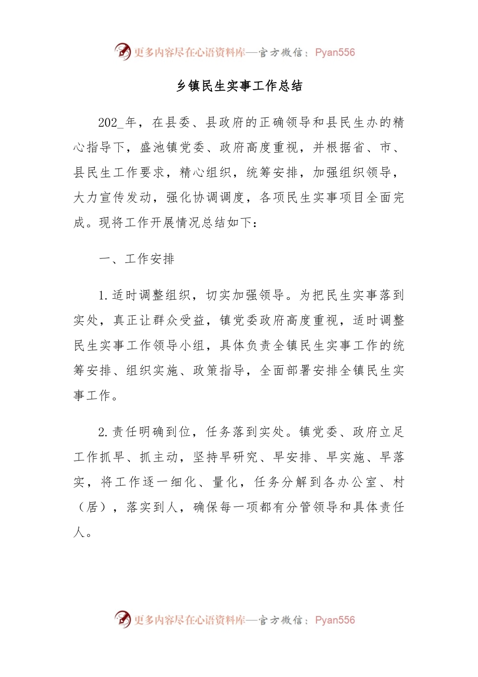 乡镇民生实事工作总结.docx_第1页