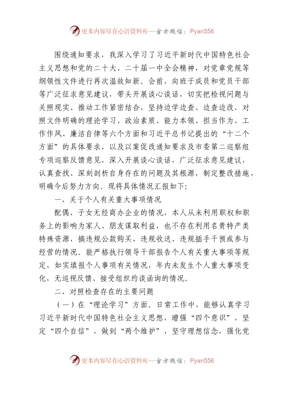 主题教育专题民主生活会个人对照检查5800字（县长）.docx_第1页
