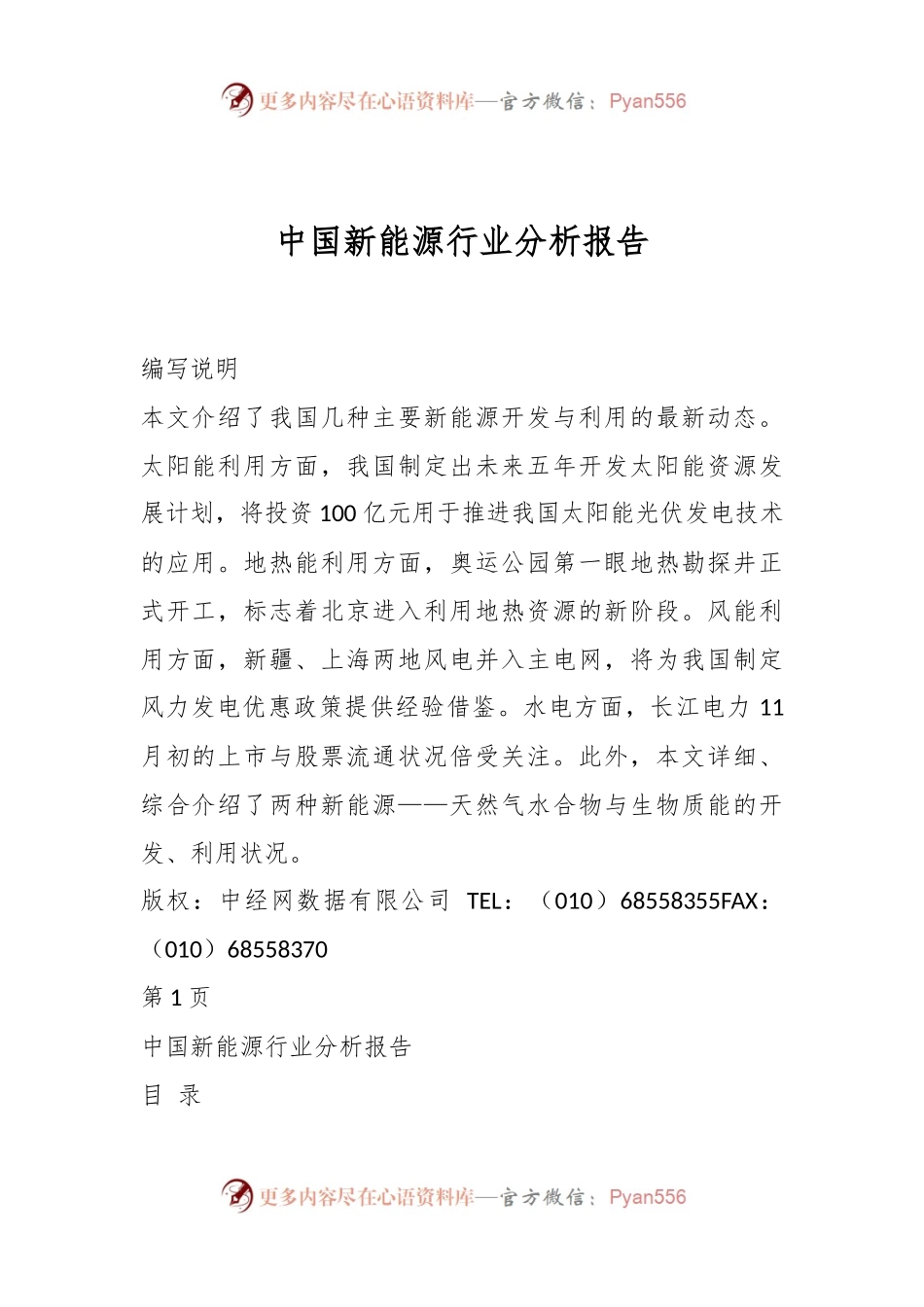 中国新能源行业分析报告.docx_第1页