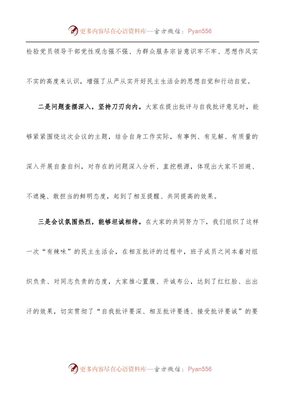 上级领导在民主生活会上的点评发言.docx_第2页