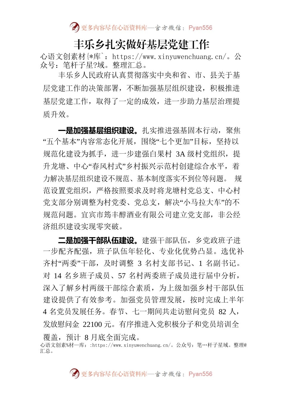 丰乐乡扎实做好基层党建工作.docx_第1页