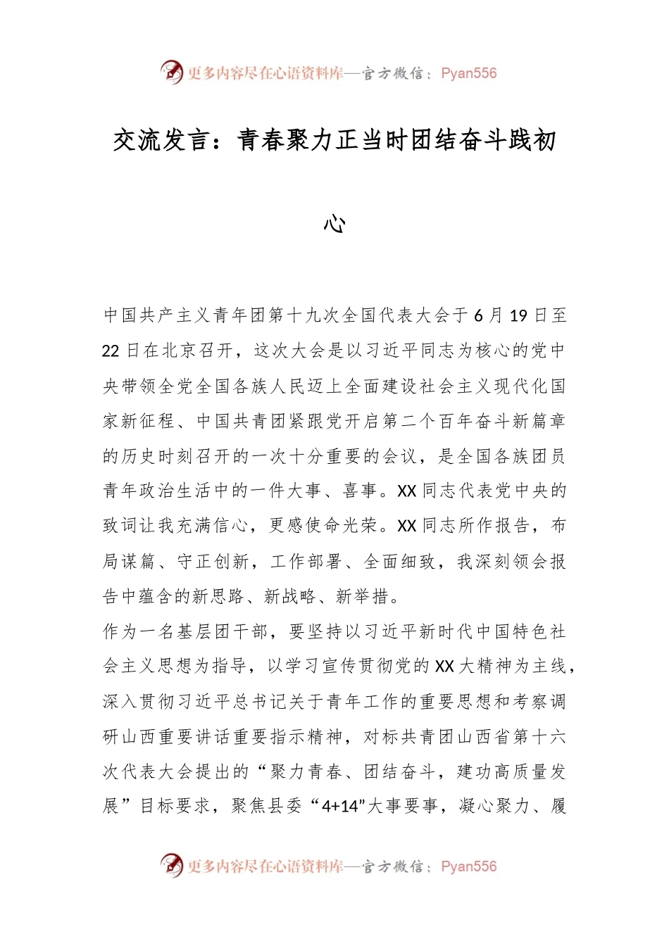 交流发言：青春聚力正当时团结奋斗践初心.docx_第1页
