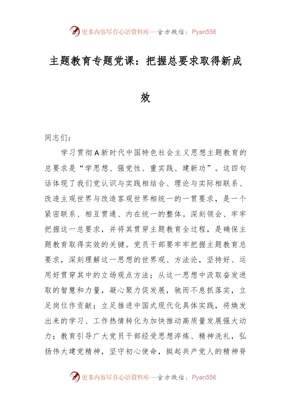 主题教育专题党课：把握总要求取得新成效.docx_第1页