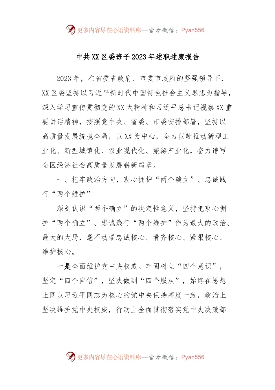 中共XX区委班子2023年述职述廉报告.docx_第1页