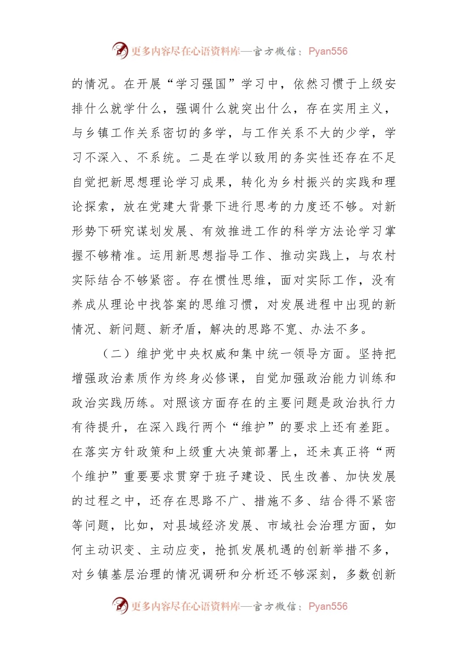 乡镇班子成员2023年主题教育专题民主生活会个人发言稿提纲（践行宗旨等6个方面+典型案例）.docx_第2页