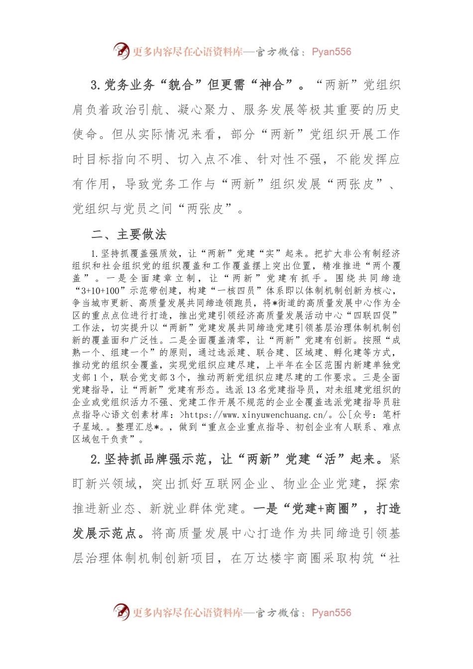 两新党建工作典型经验材料：示范引领促成长 以点带面同提升.docx_第2页