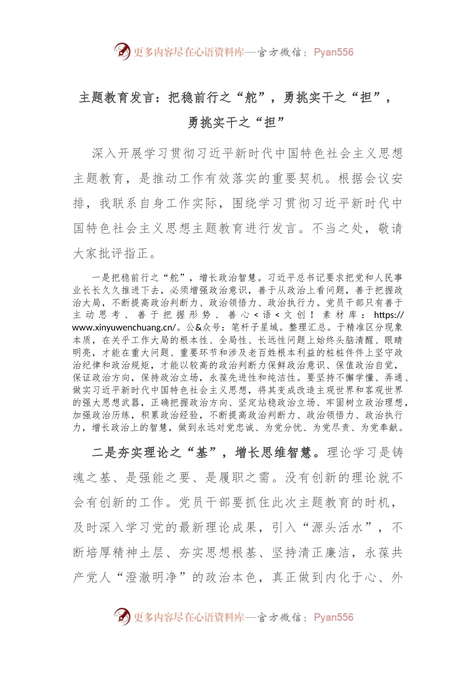 主题教育发言：把稳前行之“舵”，勇挑实干之“担”，勇挑实干之“担”.docx_第1页