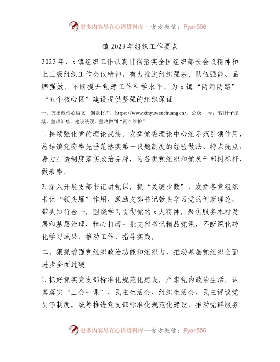 乡镇2023年组织工作要点.docx_第1页