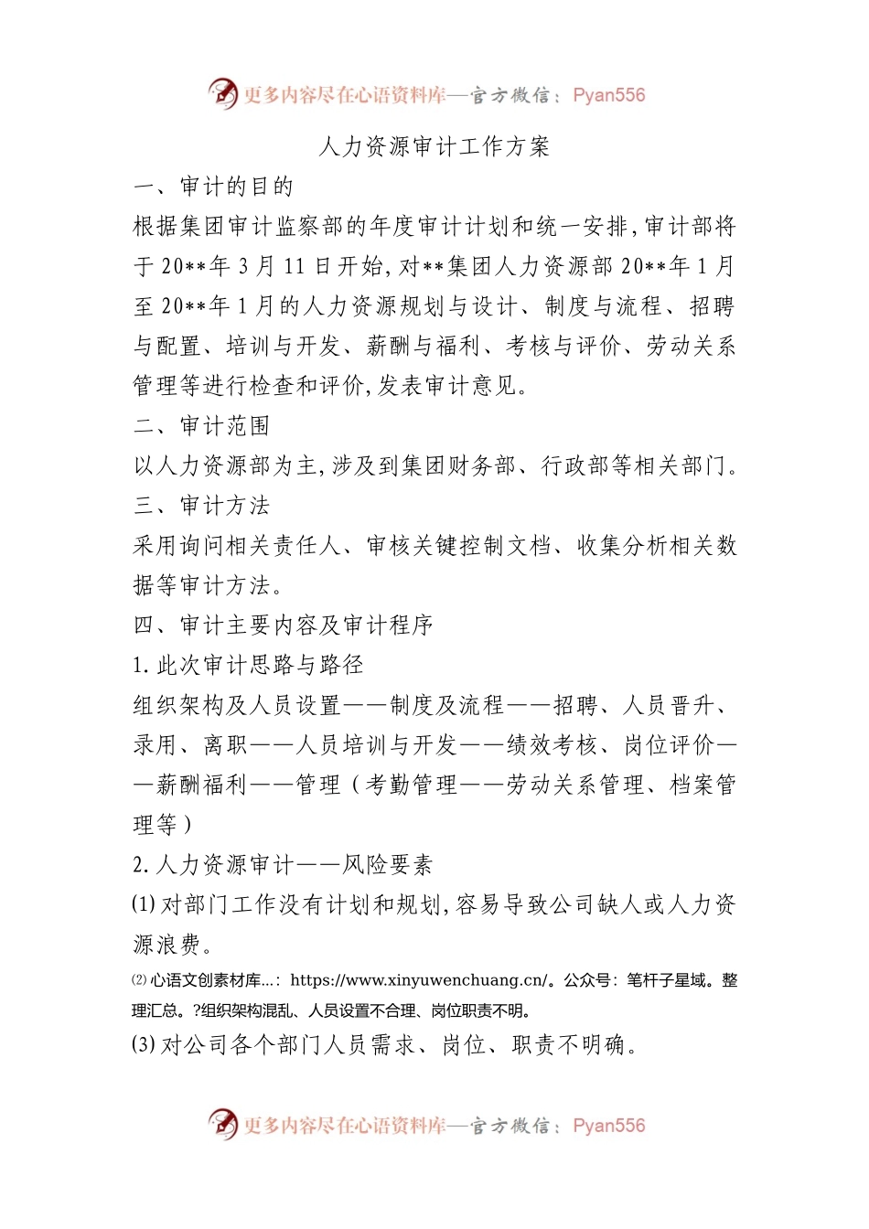 人力资源审计工作方案.docx_第1页
