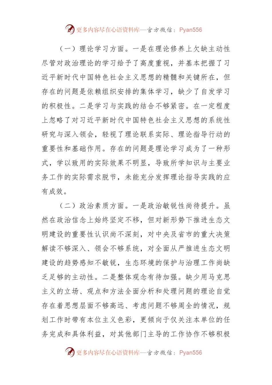 主题教育专题民主生活会对照检查发言稿提纲.docx_第2页