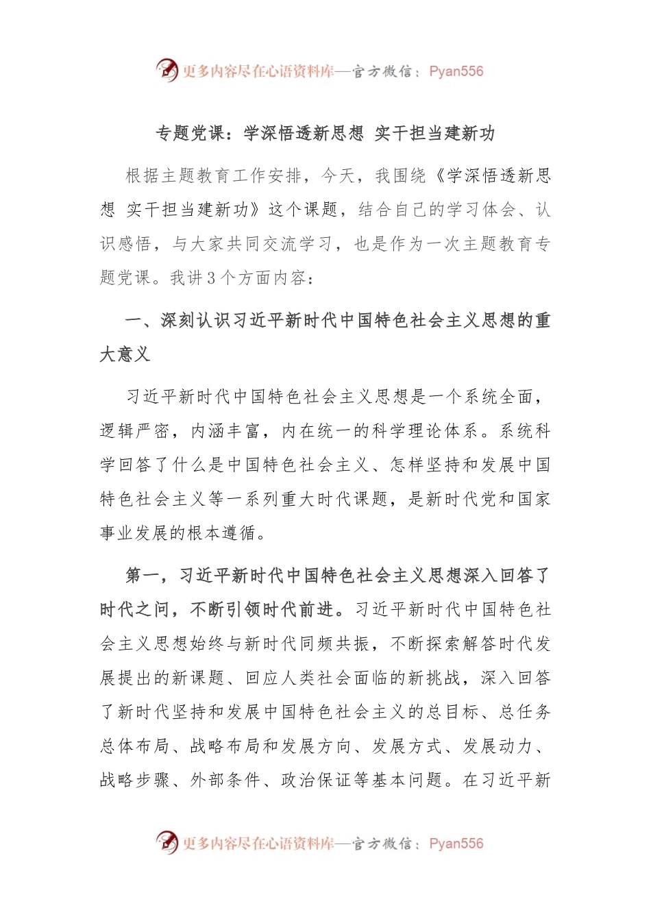 专题党课：学深悟透新思想 实干担当建新功.docx_第1页