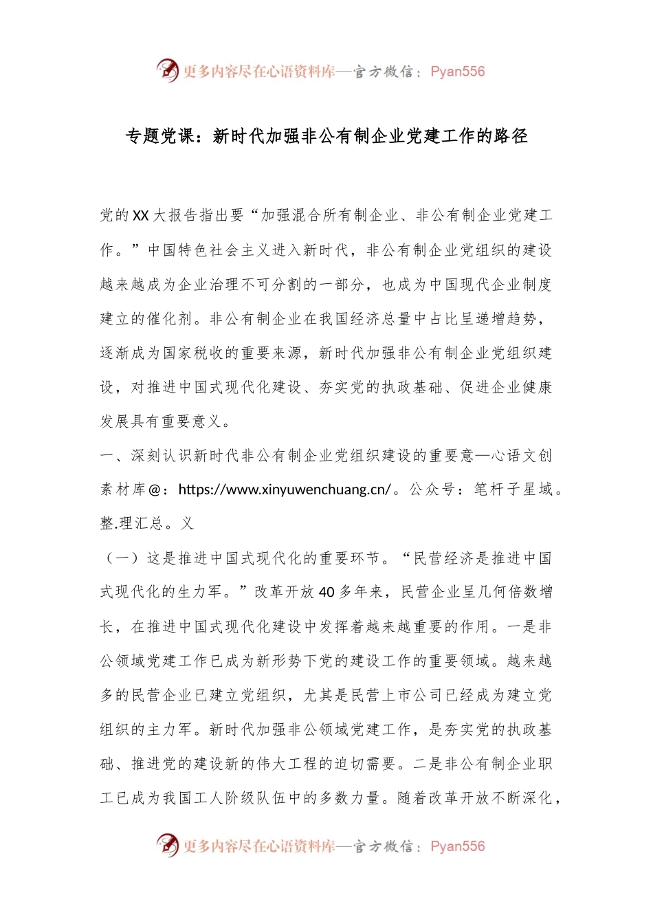专题党课：新时代加强非公有制企业党建工作的路径.docx_第1页