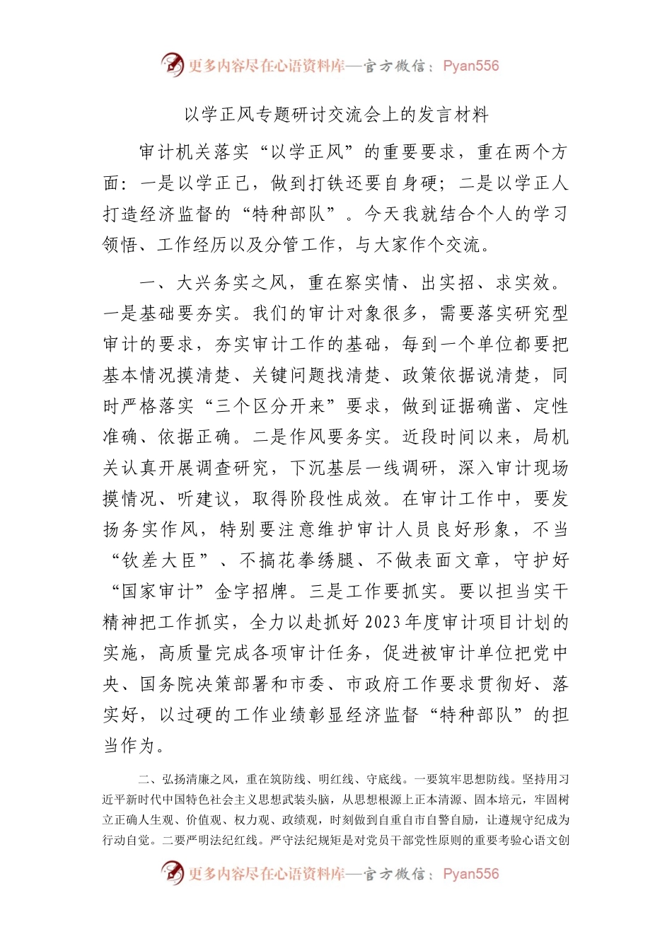 中心组主题教育以学正风专题研讨交流会上的发言（审计）.docx_第1页