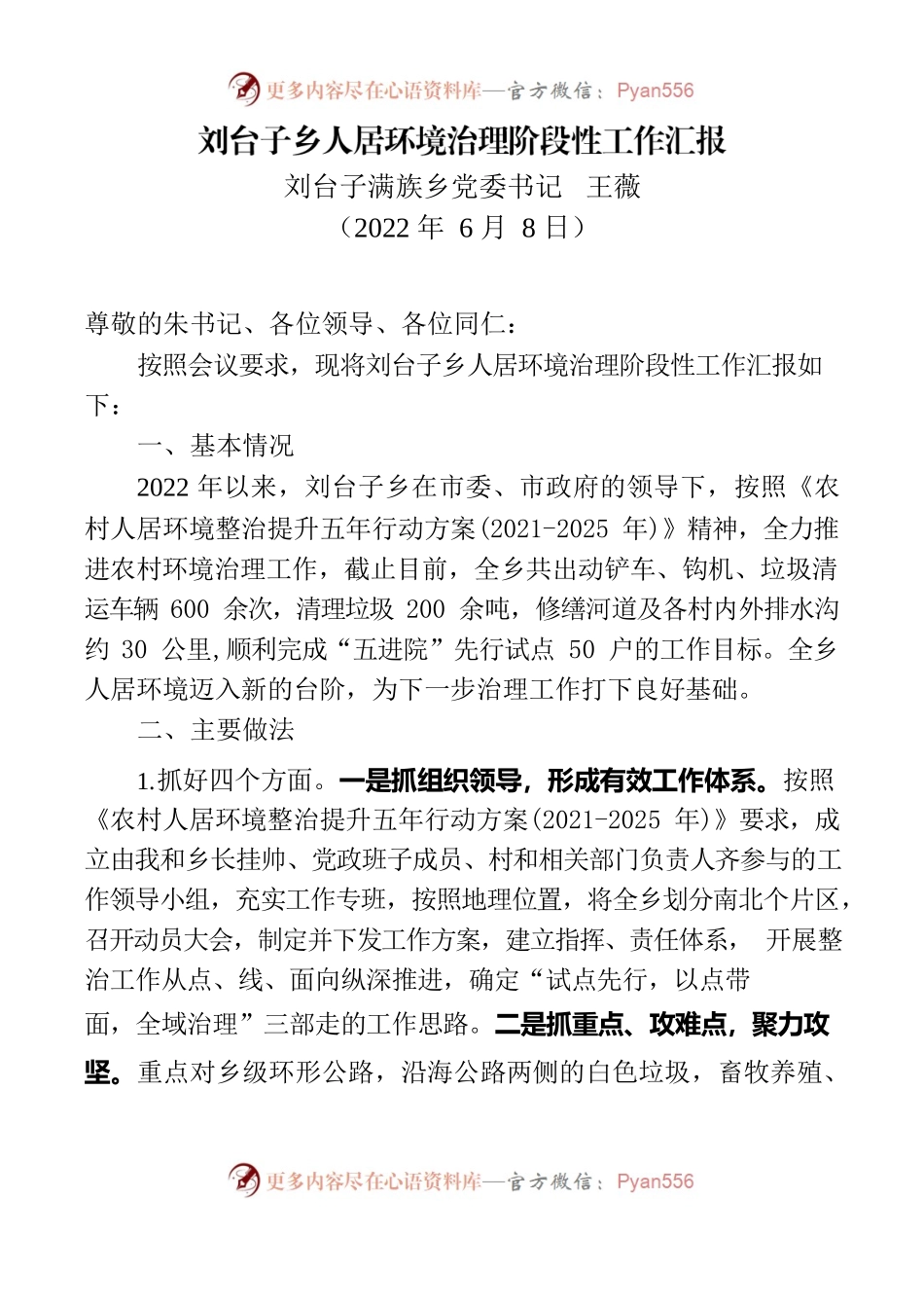 人居环境治理汇报.docx_第1页