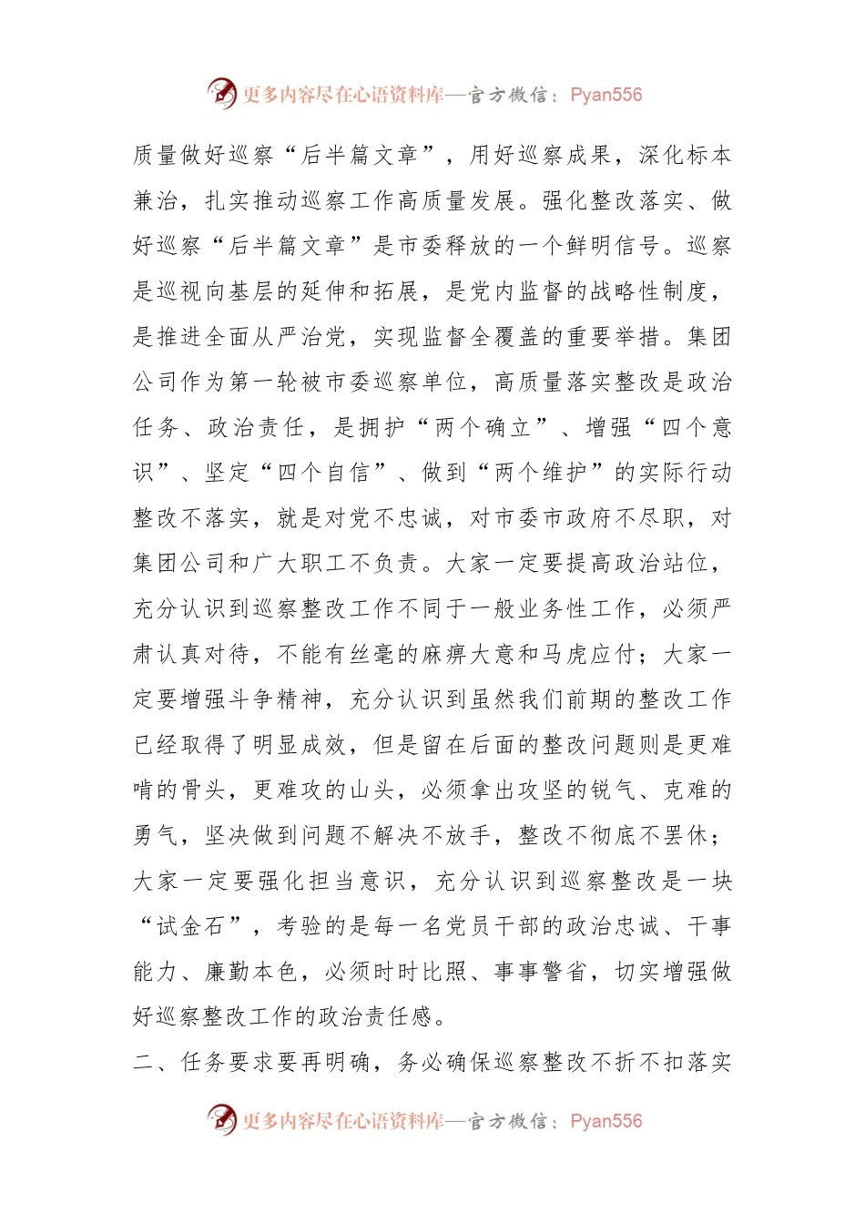 传达学习市国资委系统企业巡察问题通报暨镜鉴警示工作会精神时的讲话.docx_第2页