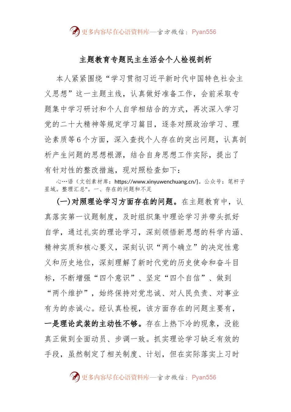 主题教育专题民主生活会个人检视剖析.docx_第1页