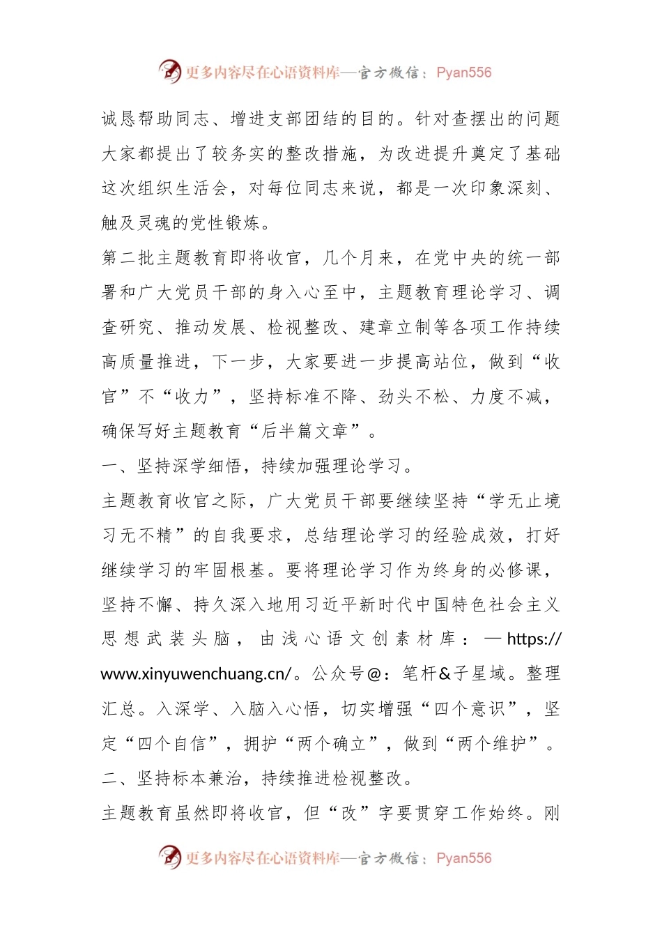 主题教育组织生活会点评讲话稿.docx_第2页