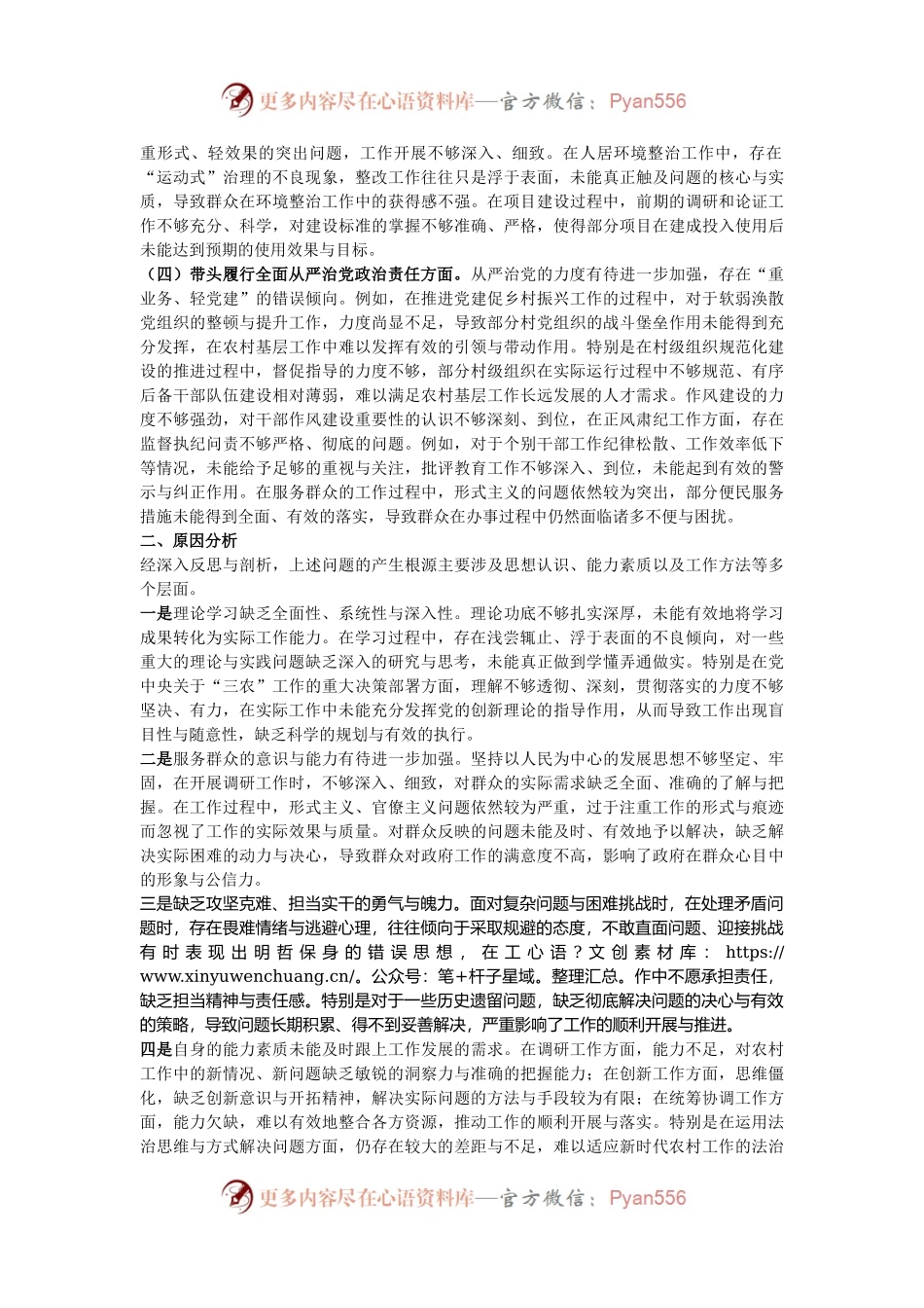 书记2024年民主生活会个人对照检查材料（四个带头）.docx_第2页