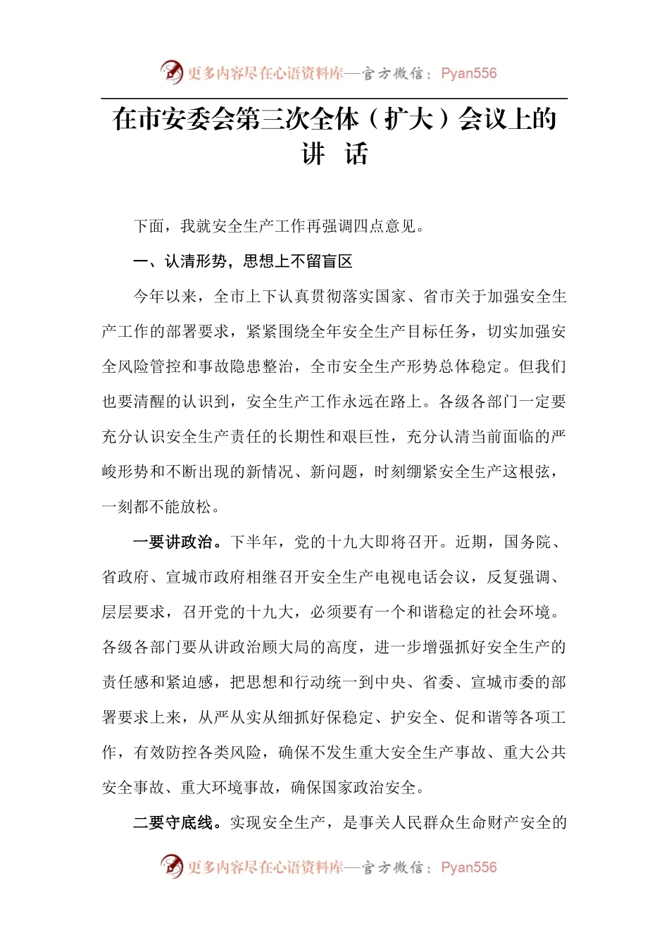 【每日范文】在市安委会第三次全体（扩大）会议上的讲话.docx_第1页