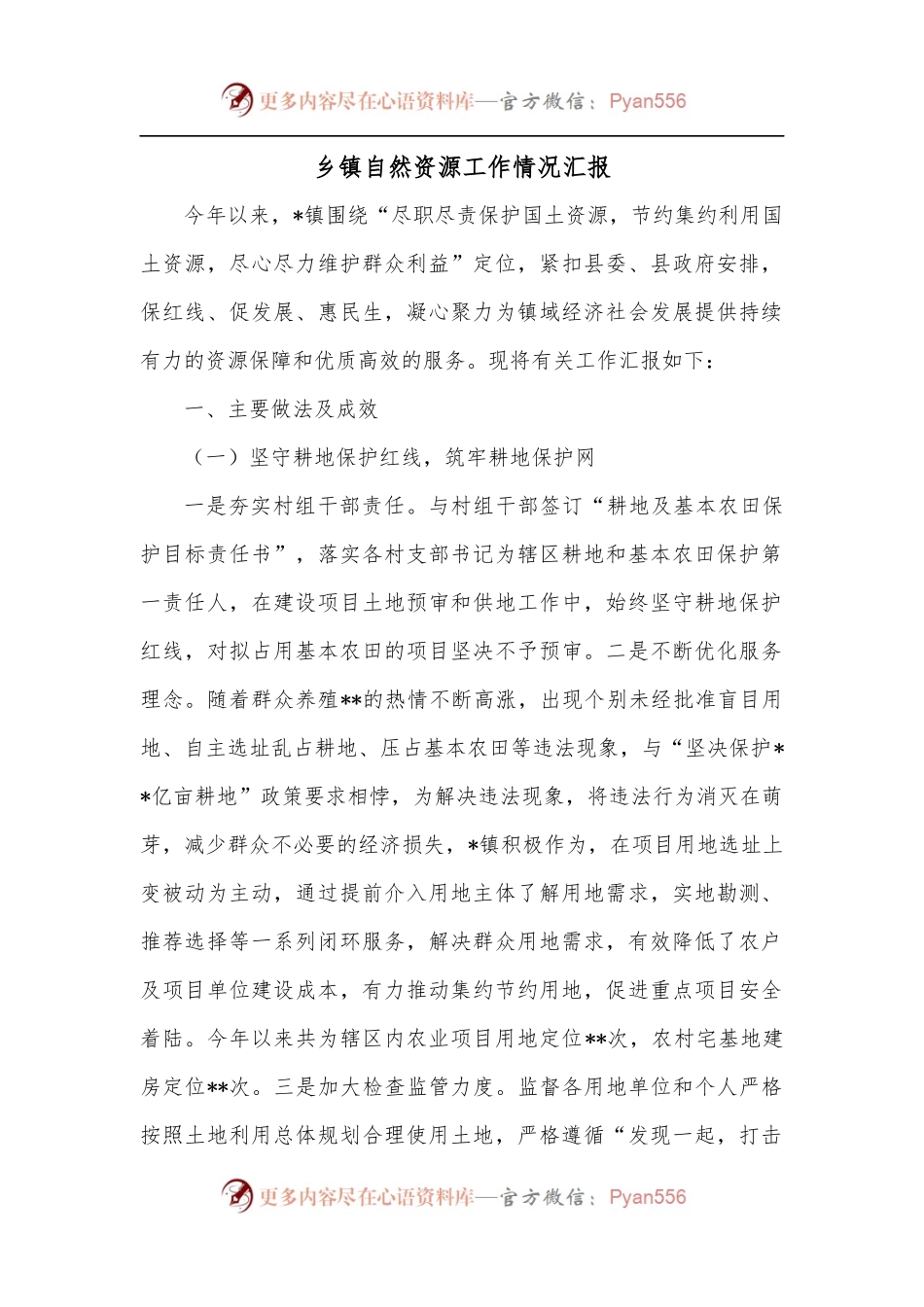 乡镇自然资源工作情况汇报.docx_第1页