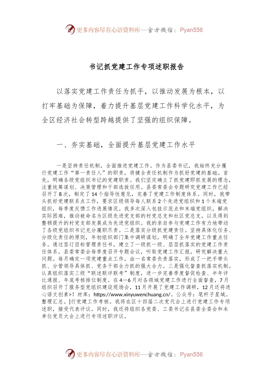 书记抓党建工作专项述职报告.docx_第1页