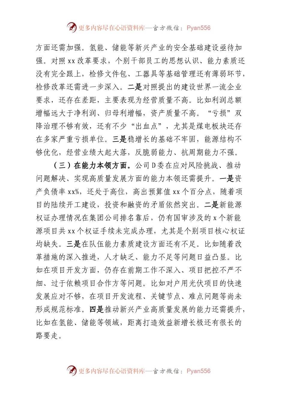 【班子对照检查】公司班子2023年主题教育专题民主生活会对照检查材料（企业，检视剖析，发言提纲，六个方面，范文）.docx_第2页