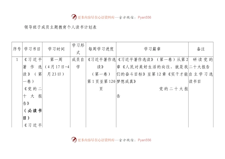 主题教育个人读书学习计划表2600字.docx_第1页