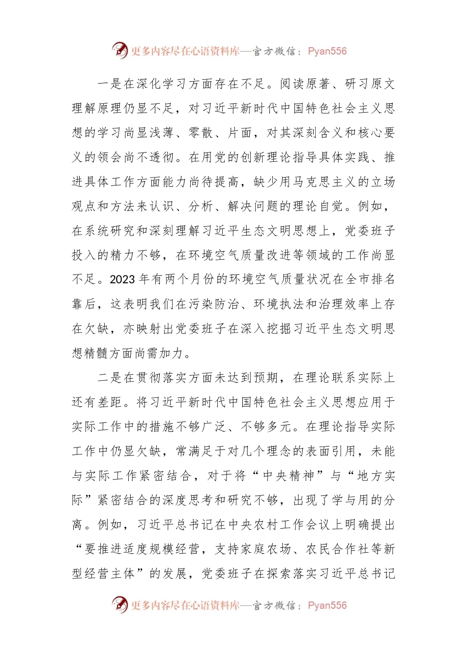 乡镇领导班子2023年度第二批主题教育民主生活会对照检查材料（六个方面）.docx_第2页