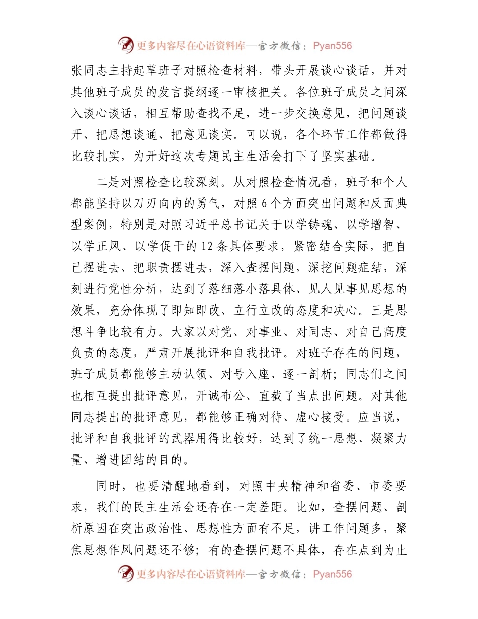 主题教育专题民主生活会点评讲话.docx_第2页