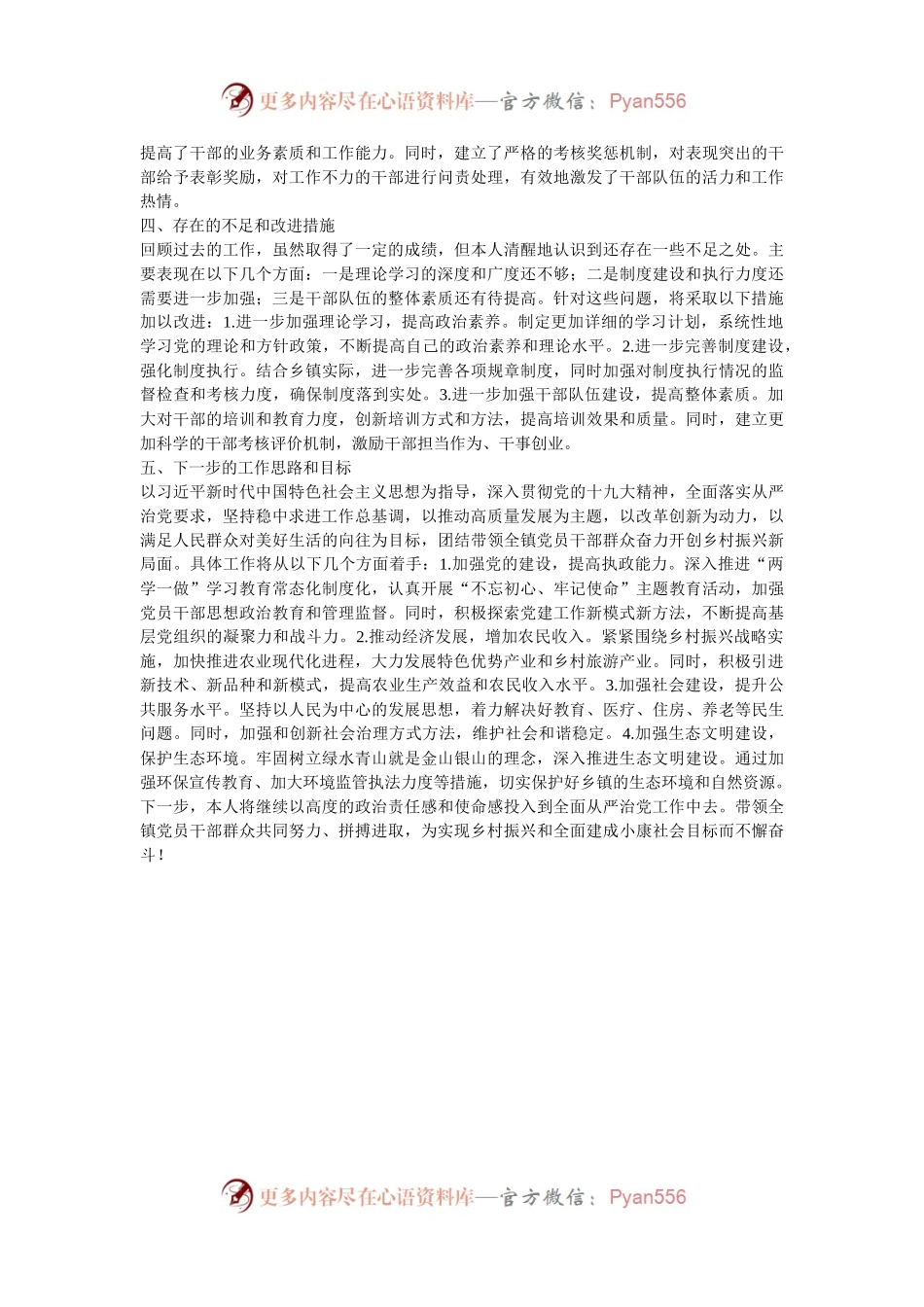 乡镇党委书记全面从严治党落实“一岗双责”履职工作报告.docx_第2页