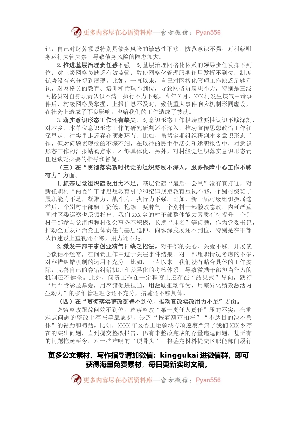 乡镇党委书记在市委巡视整改专题民主生活会上的个人发言提纲.docx_第2页
