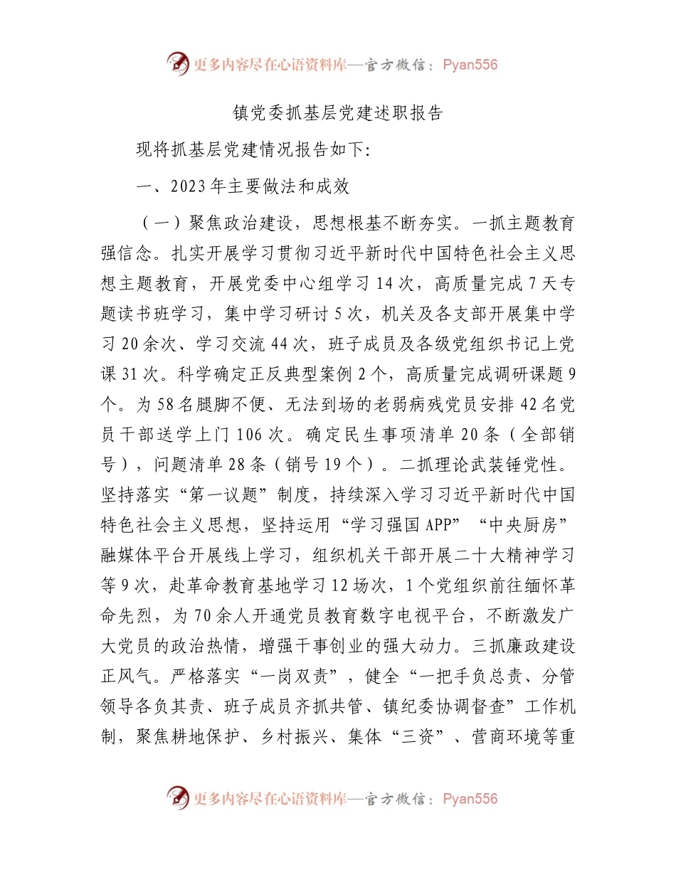 乡镇抓基层党建述职报告3100字.docx_第1页