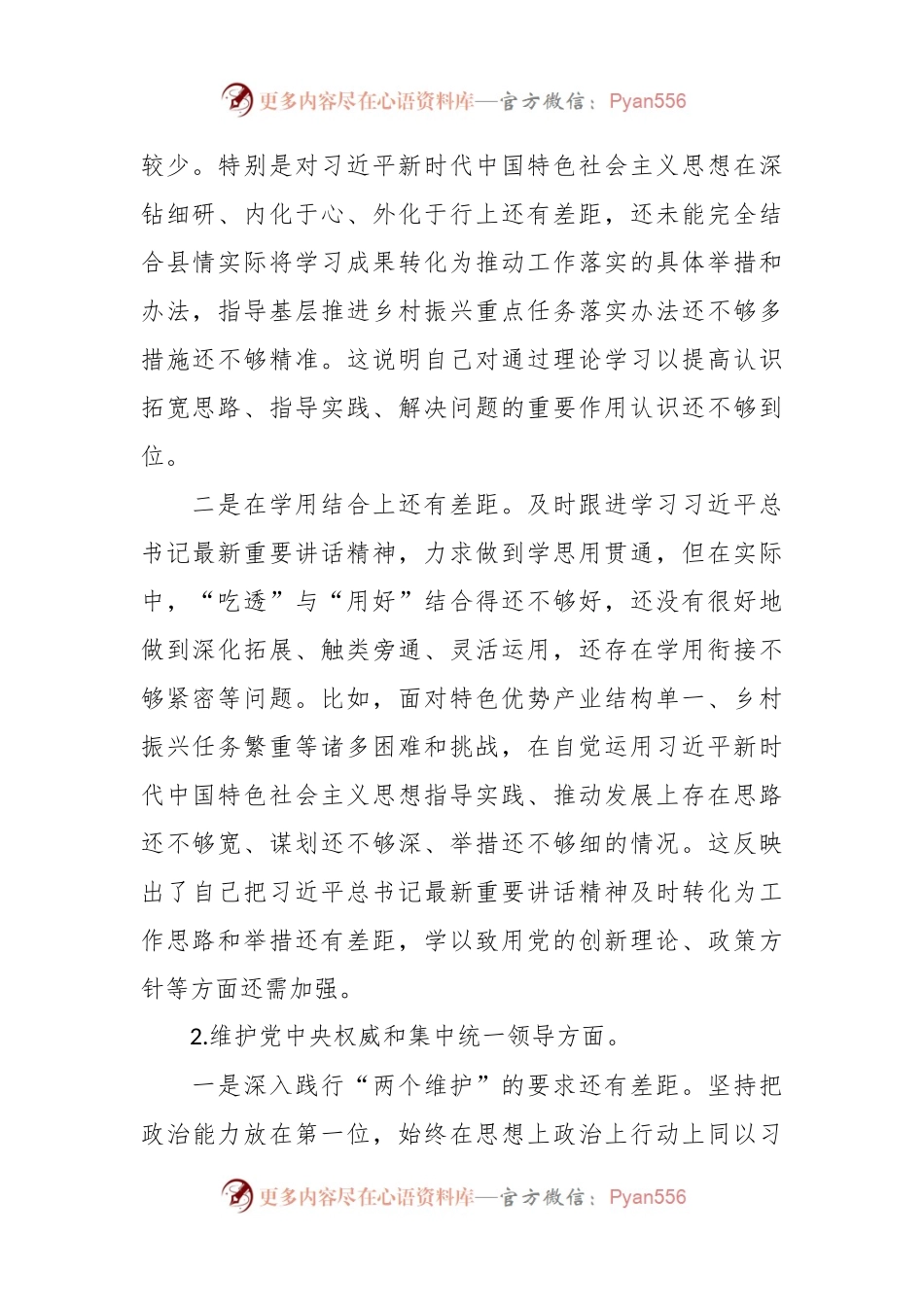 乡村振兴领域主题教育专题民主生活会个人对照检查发言稿提纲.docx_第2页