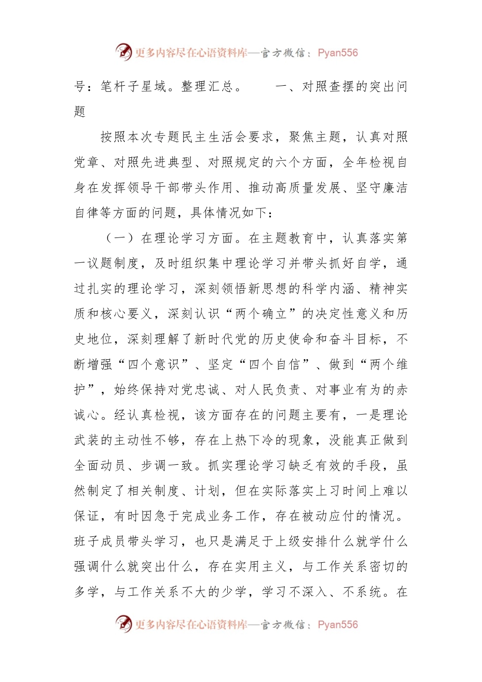 主要领导在学习贯彻2023年主题教育专题民主生活会对照检查发言提纲.docx_第2页