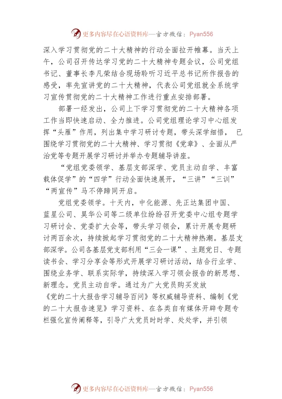中国中化学习宣贯二十大经验总结：学深悟透二十大 踔厉奋进新征程.docx_第2页