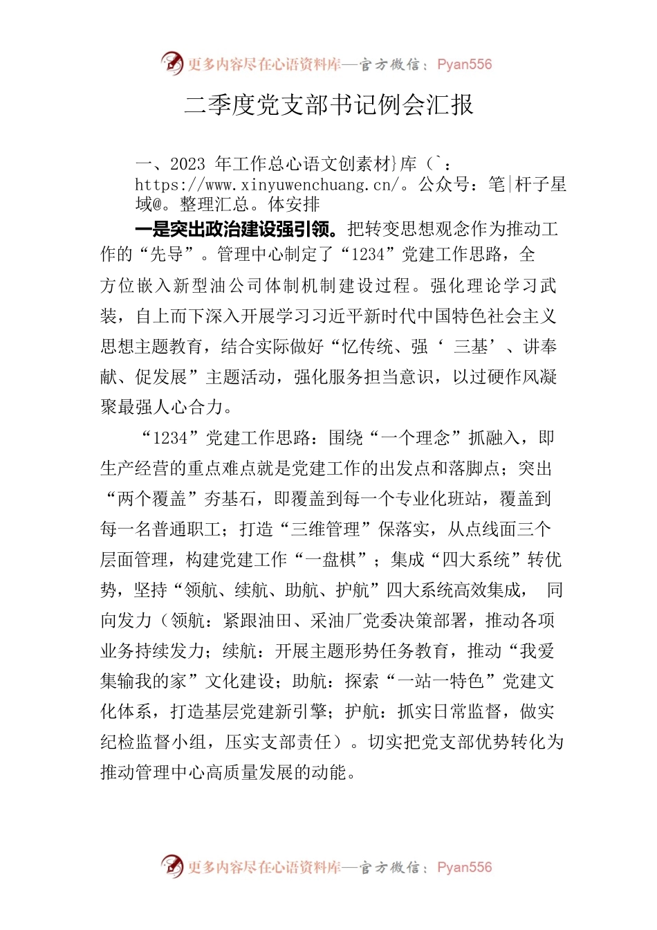 二季度党支部书记汇报.docx_第1页