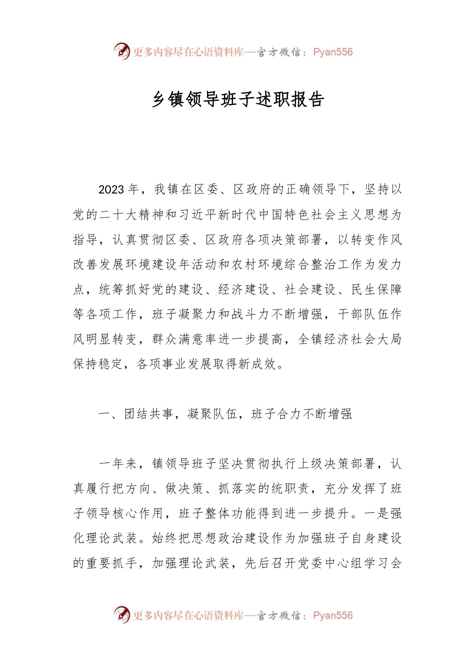 乡镇领导班子述职报告.docx_第1页